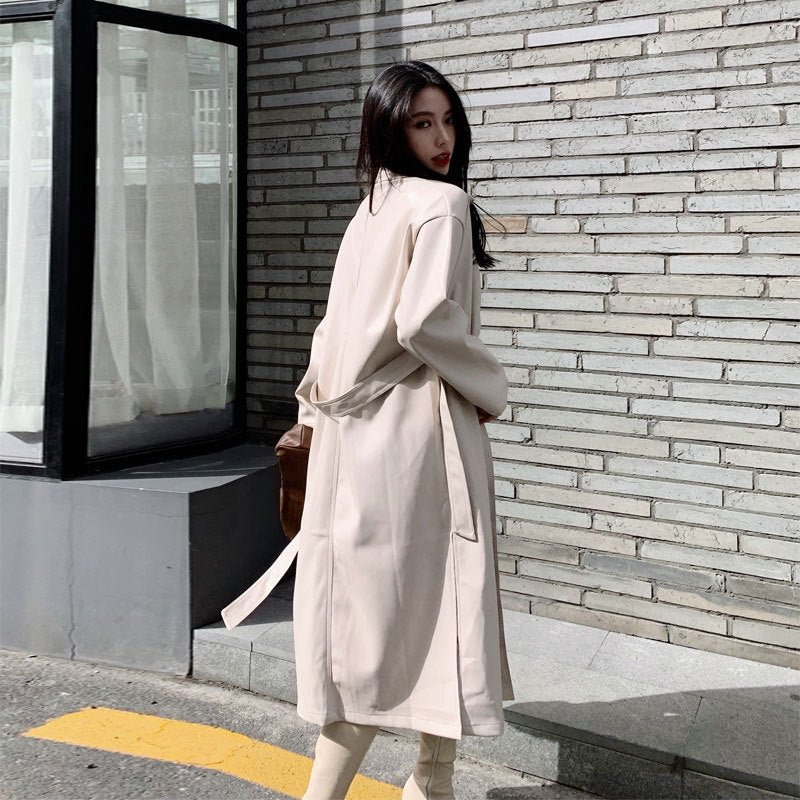 Women Fashion Long Leather Jackets 