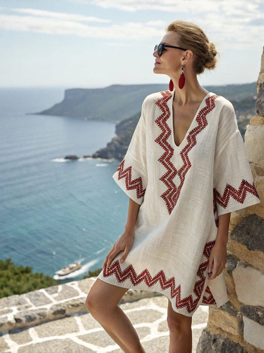 Beach Vacation Beach Dress Printed Loose Midi Dress 
