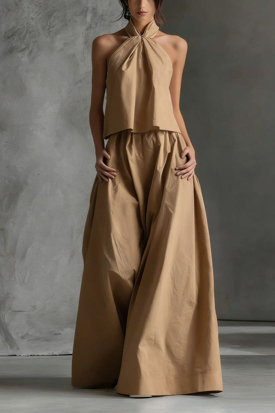 Loose-fitting Sleeveless Top And Wide-leg Pants Two-piece Set 