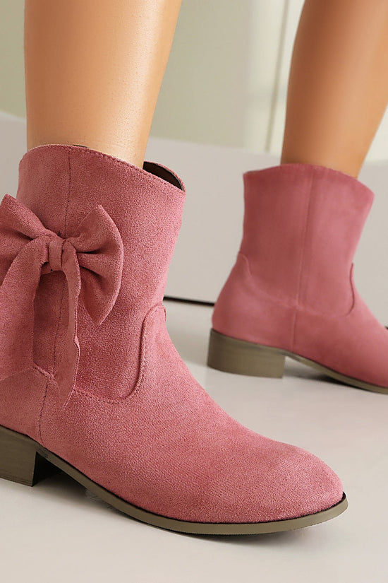 Low Heel Suede Large Size Sweet Bow Casual Boots CJ