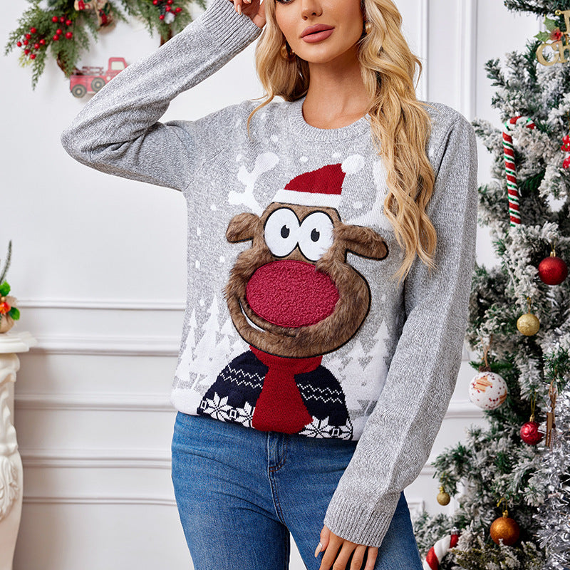 Loose Casual Parent-child Gray Pullover Christmas Sweater CJ